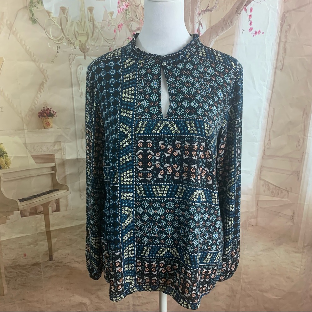 NEW LOFT Keyhole Floral Blouse